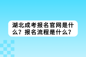 湖北成考報(bào)名官網(wǎng)是什么？報(bào)名流程是什么？