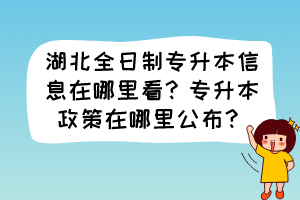 湖北全日制專升本信息在哪里看？專升本政策在哪里公布？