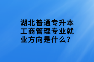 湖北普通專升本工商管理專業(yè)就業(yè)方向是什么？