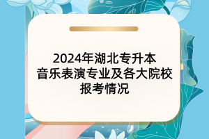 ?2024年湖北專升本音樂表演專業(yè)及各大院校報(bào)考情況