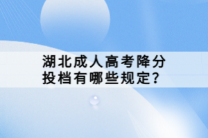 湖北成人高考降分投檔有哪些規(guī)定？