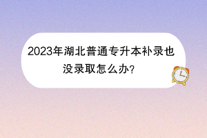 2023年湖北普通專升本補(bǔ)錄也沒錄取怎么辦？