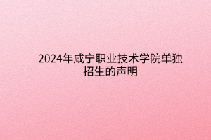 2024年咸寧職業(yè)技術(shù)學(xué)院單獨招生的聲明