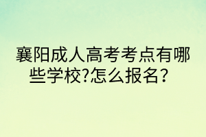 襄陽成人高考考點有哪些學校?怎么報名？