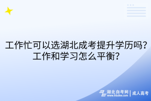 工作忙可以選湖北成考提升學歷嗎？工作和學習怎么平衡？