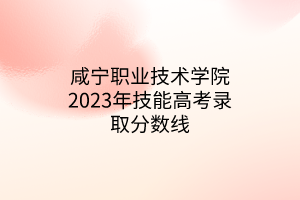 咸寧職業(yè)技術(shù)學(xué)院2023年技能高考錄取分?jǐn)?shù)線