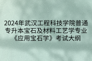 2024年武漢工程科技學(xué)院普通專升本寶石及材料工藝學(xué)專業(yè)《應(yīng)用寶石學(xué)》考試大綱