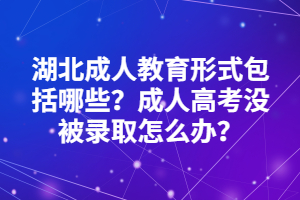 湖北成人教育形式包括哪些？成人高考沒被錄取怎么辦？