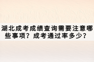 湖北成考成績查詢需要注意哪些事項？成考通過率多少？