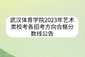 武漢體育學(xué)院2023年藝術(shù)類?？几髡锌挤较蚝细穹?jǐn)?shù)線公告