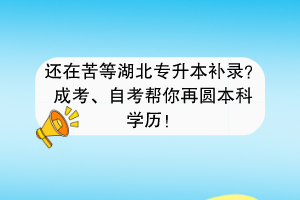 還在苦等湖北專升本補錄？成考、自考幫你再圓本科學(xué)歷！