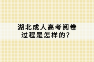 湖北成人高考閱卷過程是怎樣的？