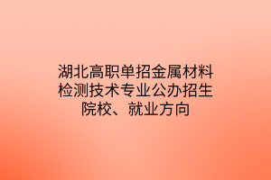 湖北高職單招金屬材料檢測技術(shù)專業(yè)公辦招生院校、就業(yè)方向