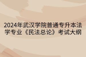 2024年武漢學(xué)院普通專升本法學(xué)專業(yè)《民法總論》考試大綱