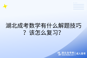 湖北成考數(shù)學(xué)有什么解題技巧？該怎么復(fù)習(xí)？