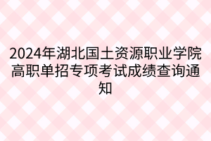 2024年湖北國(guó)土資源職業(yè)學(xué)院高職單招專項(xiàng)考試成績(jī)查詢通知