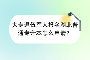 大專退伍軍人報名湖北普通專升本怎么申請？