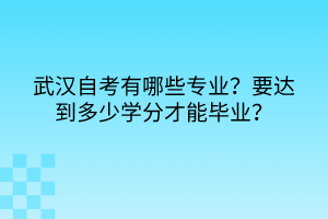 武漢自考有哪些專業(yè)？要達到多少學(xué)分才能畢業(yè)？