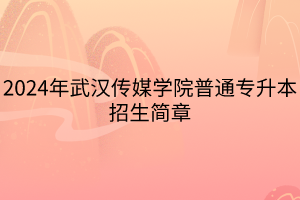 2024年武漢傳媒學(xué)院普通專(zhuān)升本招生簡(jiǎn)章