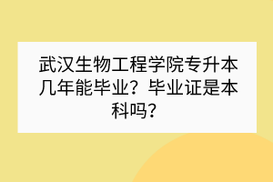武漢生物工程學(xué)院專升本幾年能畢業(yè)？畢業(yè)證是本科嗎？
