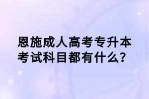 恩施成人高考專升本考試科目都有什么？