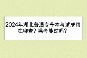 2024年湖北普通專升本考試成績在哪查？裸考能過嗎？
