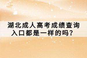 湖北成人高考成績查詢入口都是一樣的嗎？