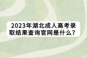 2023年湖北成人高考錄取結(jié)果查詢官網(wǎng)是什么？