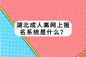 湖北成人高網(wǎng)上報(bào)名系統(tǒng)是什么？