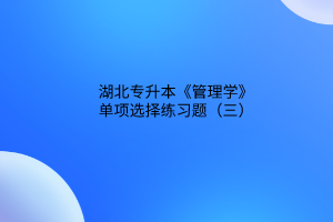 2023湖北專升本《管理學(xué)》單項(xiàng)選擇練習(xí)題（三）