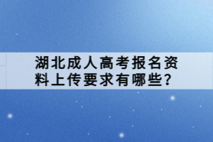 湖北成人高考報名資料上傳要求有哪些？