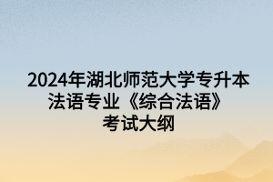 2024年湖北師范大學(xué)專升本法語專業(yè)《綜合法語》考試大綱