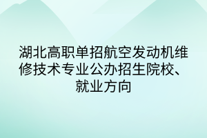 湖北高職單招航空發(fā)動機維修技術專業(yè)公辦招生院校、就業(yè)方向