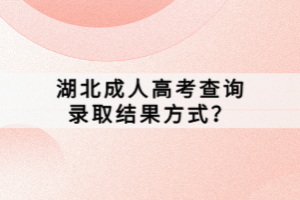 湖北成人高考查詢錄取結(jié)果方式？