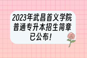 2023年武昌首義學院普通專升本招生簡章已公布！