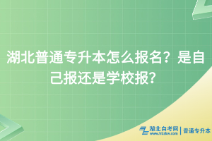 湖北普通專升本怎么報名？是自己報還是學校報？