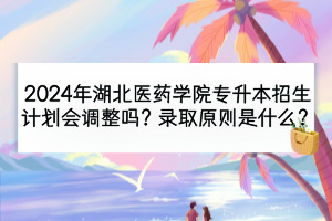2024年湖北醫(yī)藥學(xué)院專升本招生計(jì)劃會(huì)調(diào)整嗎？錄取原則是什么？