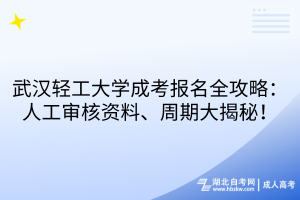 武漢輕工大學成考報名全攻略：人工審核資料、周期大揭秘！