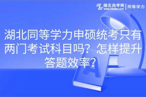 湖北同等學(xué)力申碩統(tǒng)考只有兩門考試科目嗎？怎樣提升答題效率？