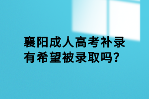 襄陽成人高考補錄有希望被錄取嗎？