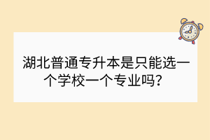 湖北普通專(zhuān)升本是只能選一個(gè)學(xué)校一個(gè)專(zhuān)業(yè)嗎？