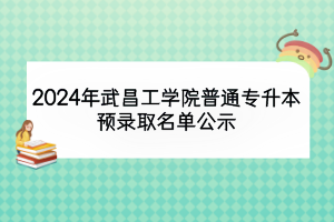 2024年武昌工學(xué)院普通專升本預(yù)錄取名單公示