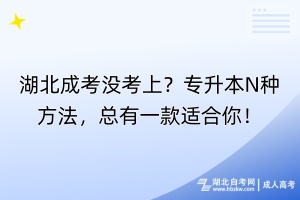 湖北成考沒考上？專升本N種方法，總有一款適合你！