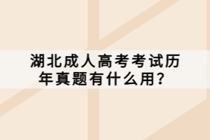 湖北成人高考考試歷年真題有什么用？