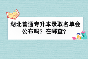 湖北普通專升本錄取名單會公布嗎？在哪查？