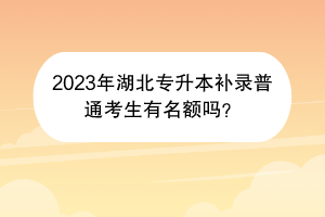 2023年湖北專升本補錄普通考生有名額嗎？