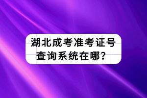 湖北成考準(zhǔn)考證號查詢系統(tǒng)在哪？