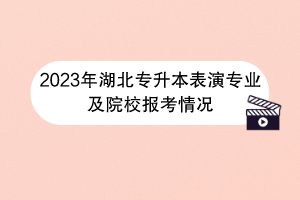 2023年湖北專升本表演專業(yè)及院校報(bào)考情況