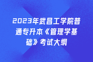 2023年武昌工學(xué)院普通專(zhuān)升本《管理學(xué)基礎(chǔ)》考試大綱