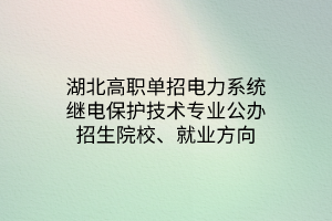 湖北高職單招電力系統(tǒng)繼電保護技術專業(yè)公辦招生院校、就業(yè)方向